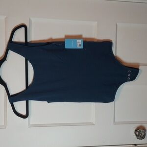 Yummie Ruby Cotton Shaping Bodysuit Thong Back Moonlit Ocean